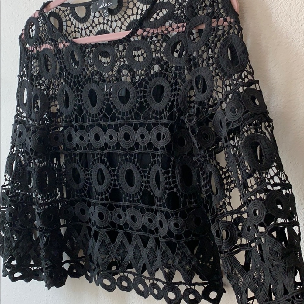 Lulus Black Crochet Top